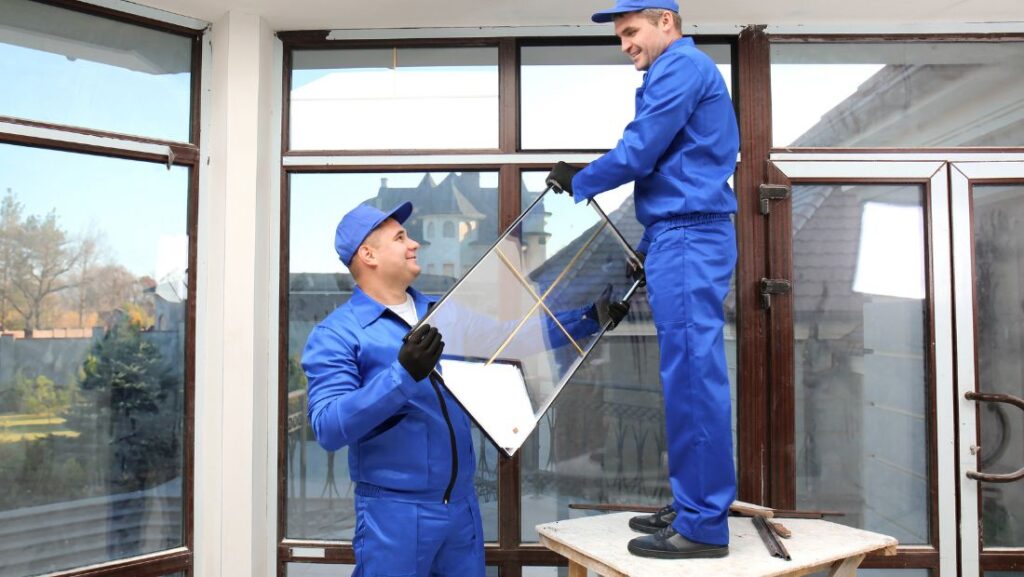 Can cracked window glass be repaired by professionals replacing damaged residential window glass during an in-home repair service.